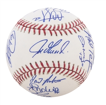 2009 New York Yankees Team Signed OML Selig Baseball With 24 Signatures Including Jeter and Rivera (Beckett)